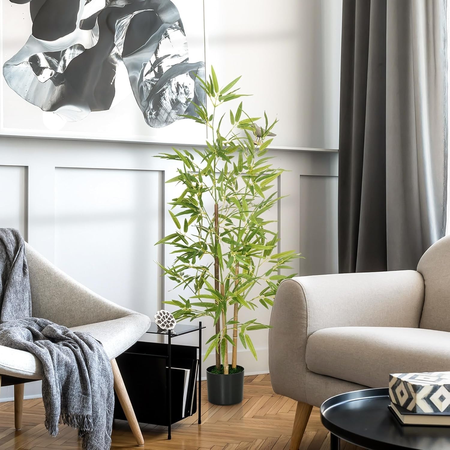 120cm Artificial Bamboo Tree in Weighted Pot Lifelike Indoor Home Garden Decor