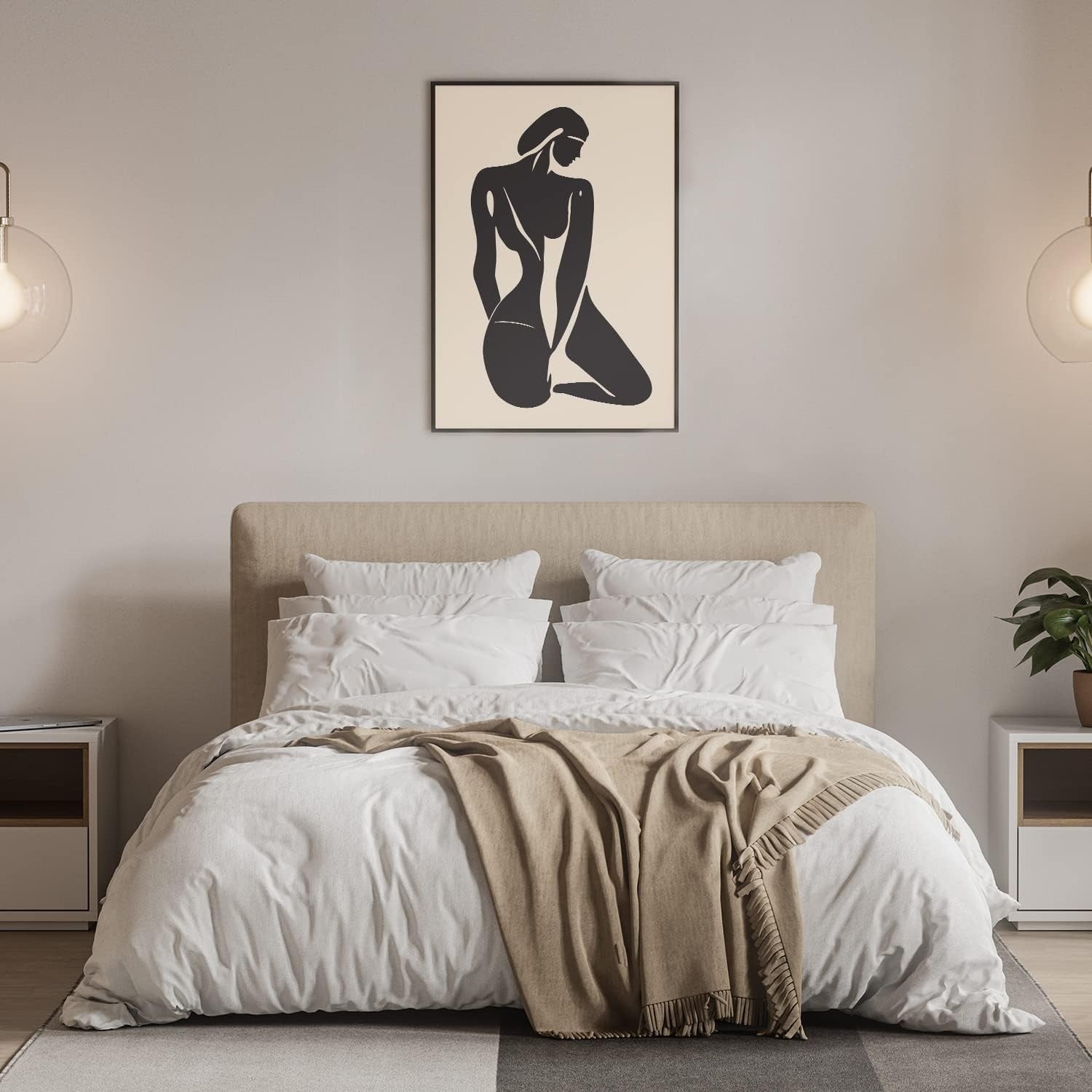 Abstract Woman Art Print – Modern Boho Lady Wall Decor A4 Colorful