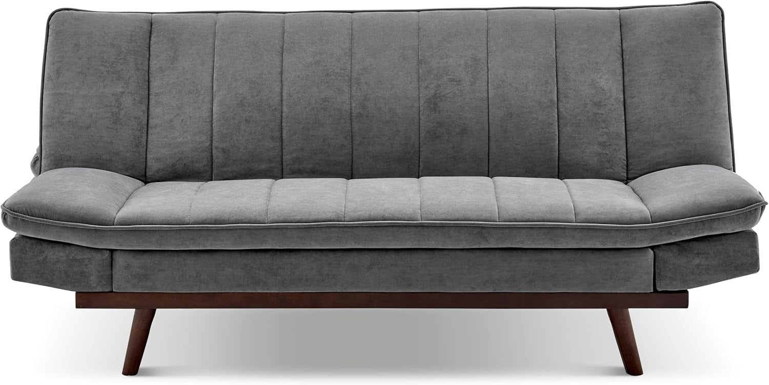 3 Seater Grey Sofa Bed Click Clack Recliner Couch Guest Room Fold Out