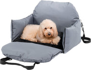 Dog Car Carrier Travel Bag Seat Belt Attachment Reversible Bed Grey