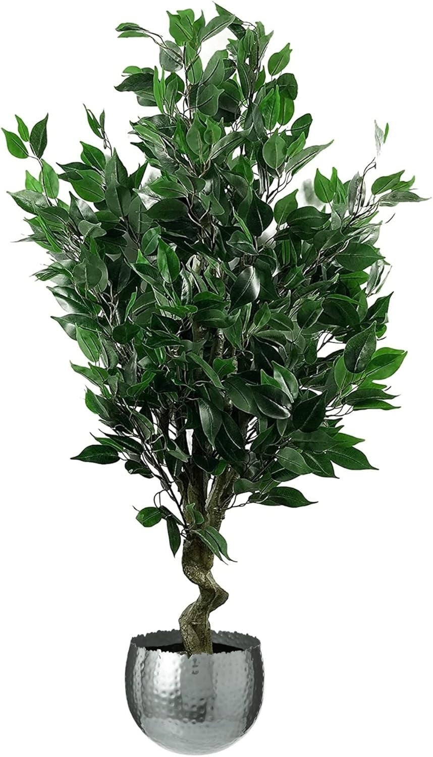 110cm Artificial Ficus Tree Silver Curve Plant with Planter Indoor Home Decor