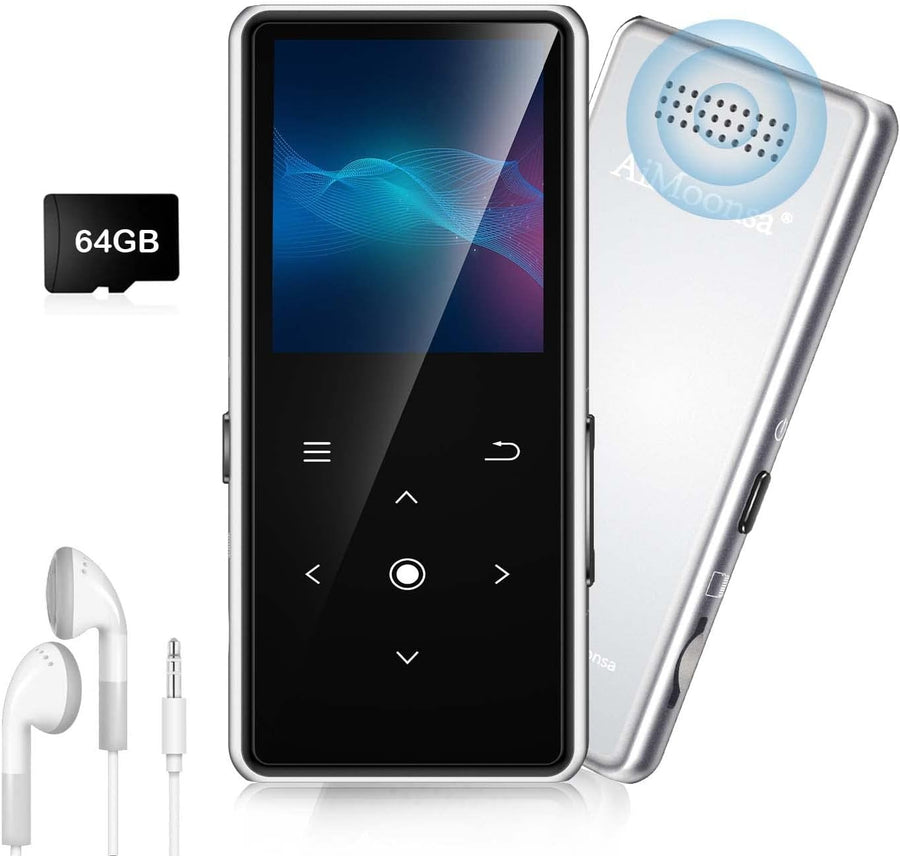64GB MP3 Player Bluetooth 5.2 FM Radio Voice Recorder Speaker
