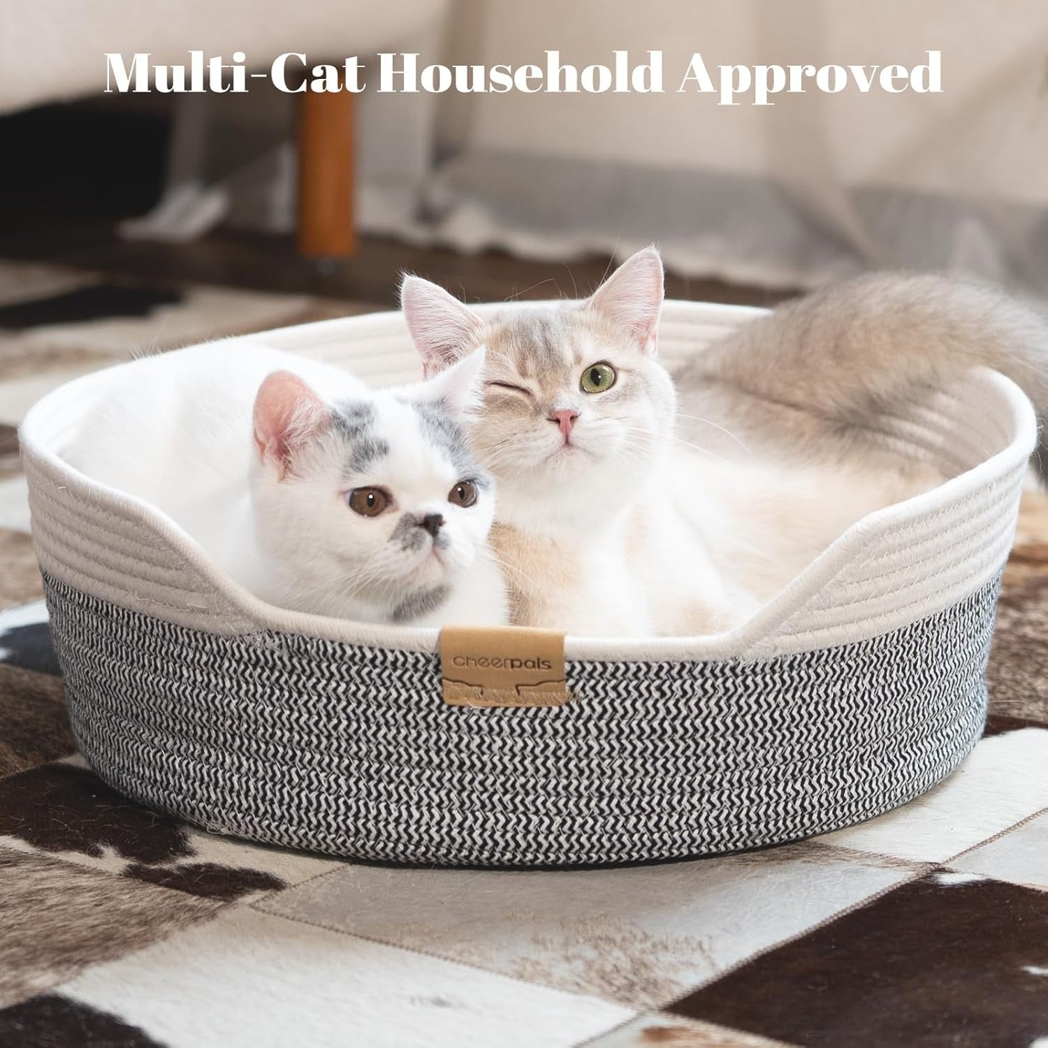 Washable Cat Bed Basket 47cm Cotton Rope Woven Cushion All Breed