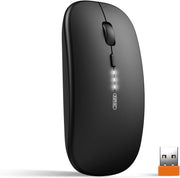 Slim Rechargeable Wireless Mouse Silent Click 2.4G USB Portable Laptop PC