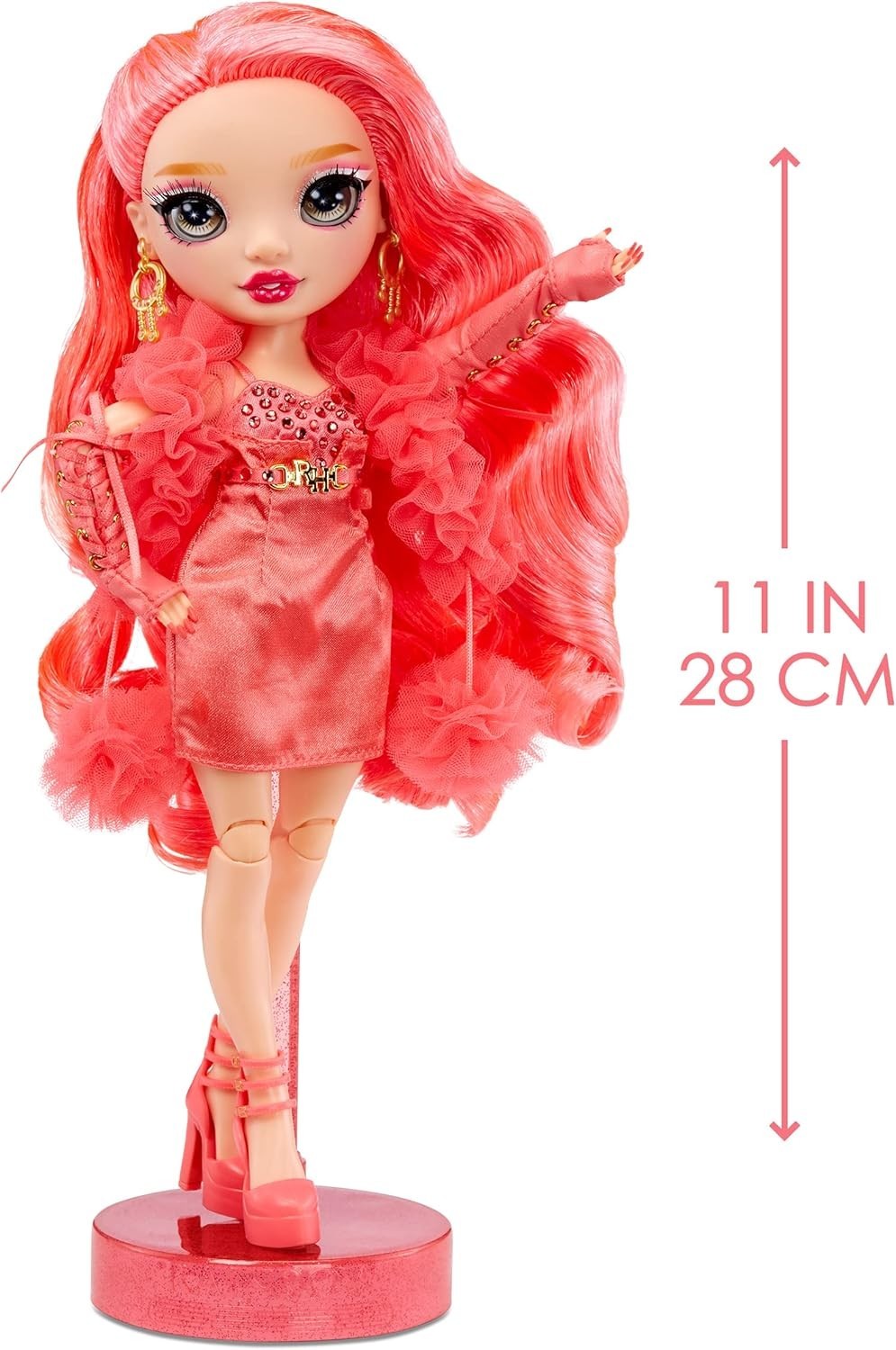 Pink Fashion Doll Poseable Satin Dress 10+ Accessories Display