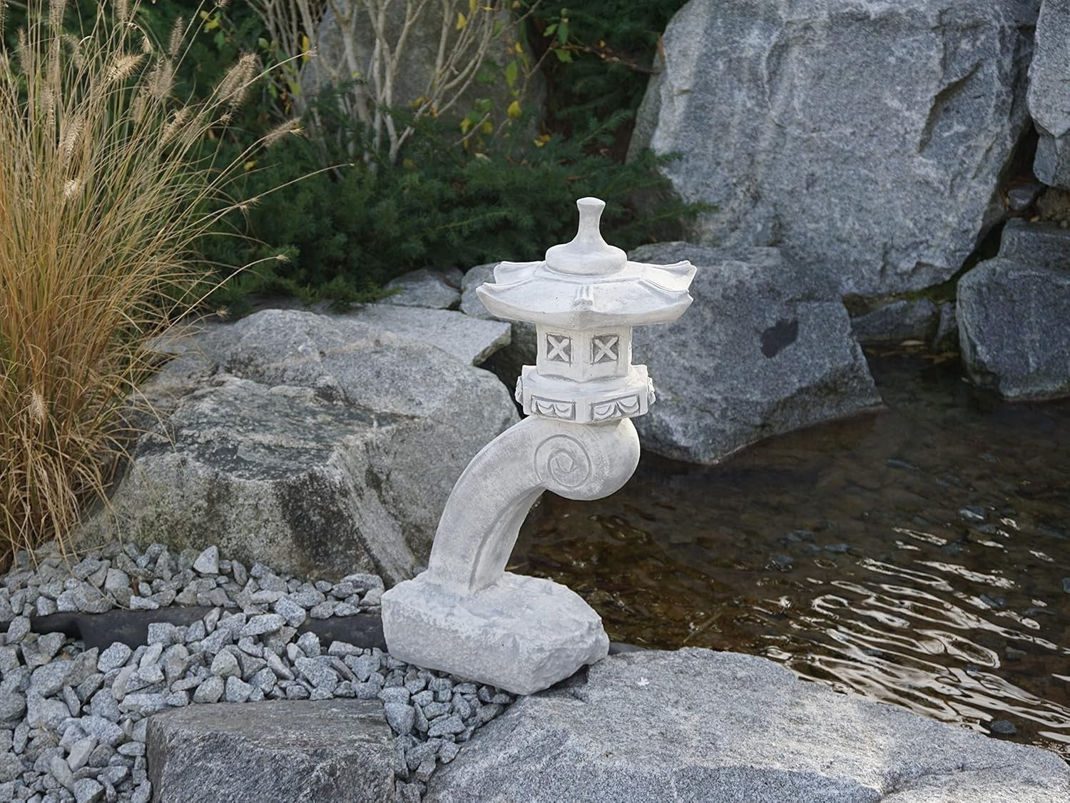 Japanese Stone Lantern Yukimi 62CM, Grey, Frost-Proof Garden Decor