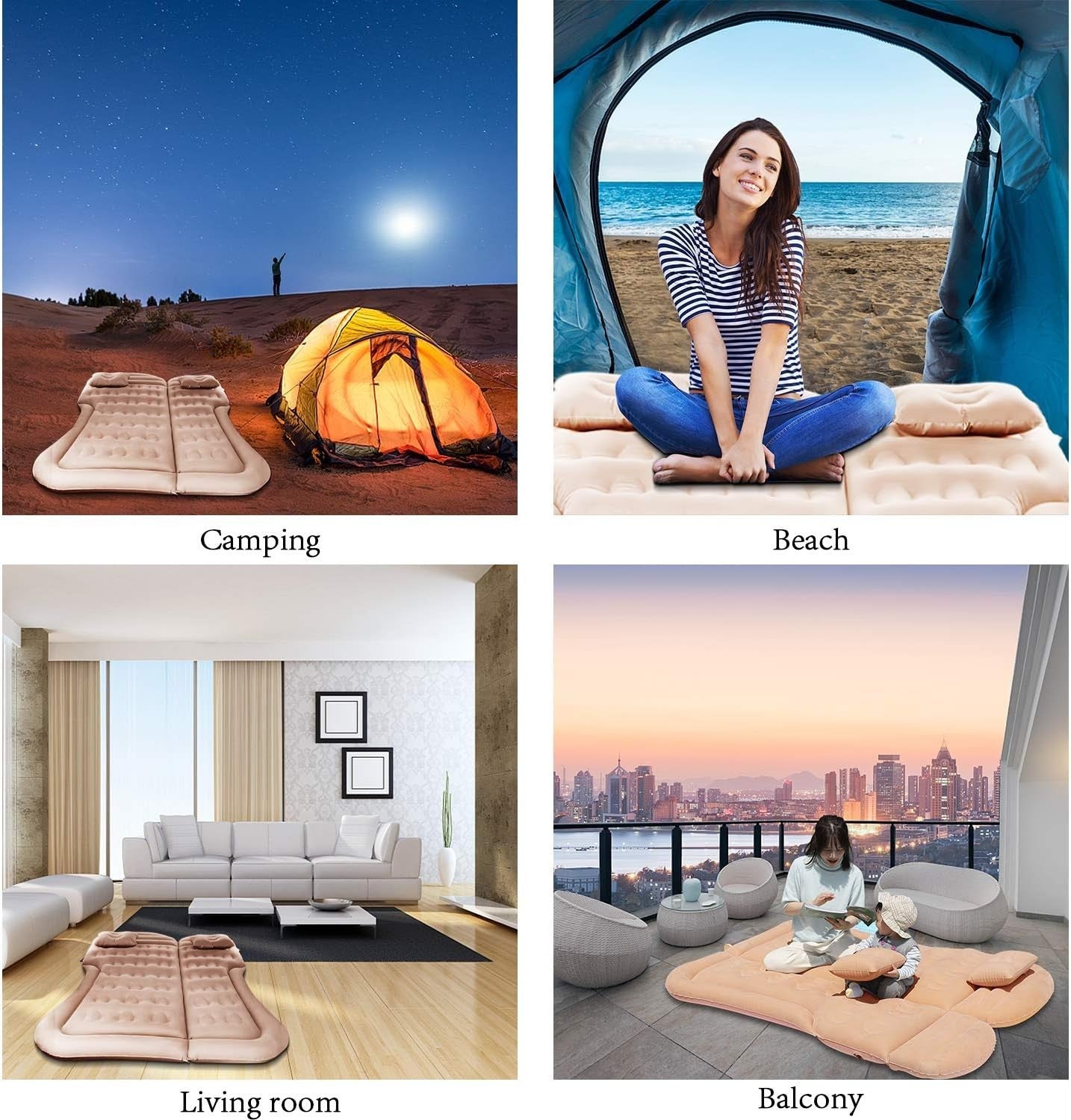 SUV Car Air Mattress Inflatable Bed Camping Sleeping Pad w Pump & Pillows