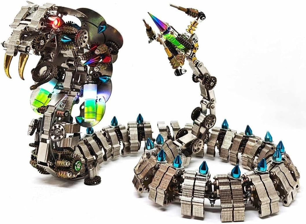3D Metal Cobra Puzzle Kit 1000PCS Articulated Steampunk Snake Model