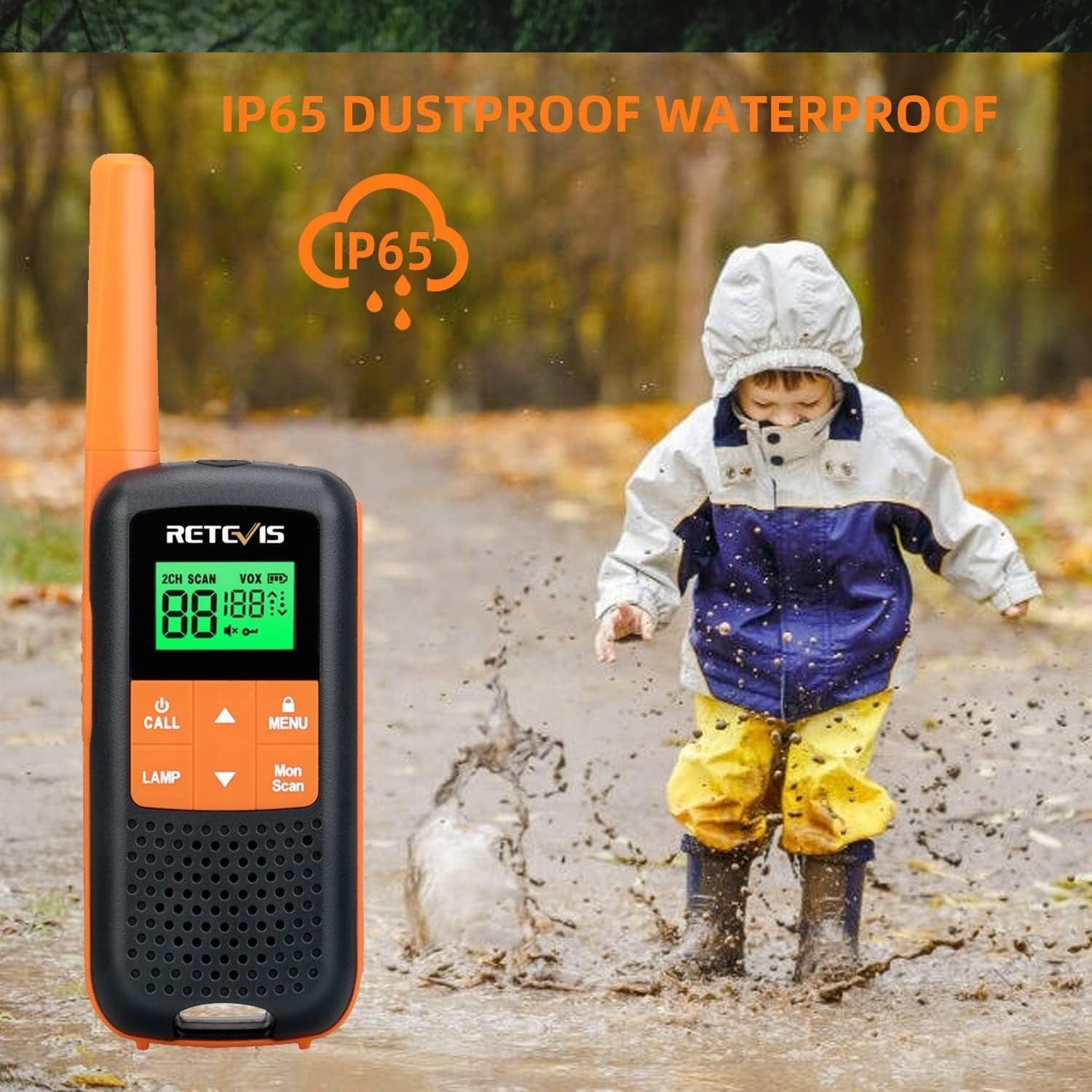 IP65 Waterproof Walkie Talkies 4 Pack PMR446 VOX LED Rechargeable
