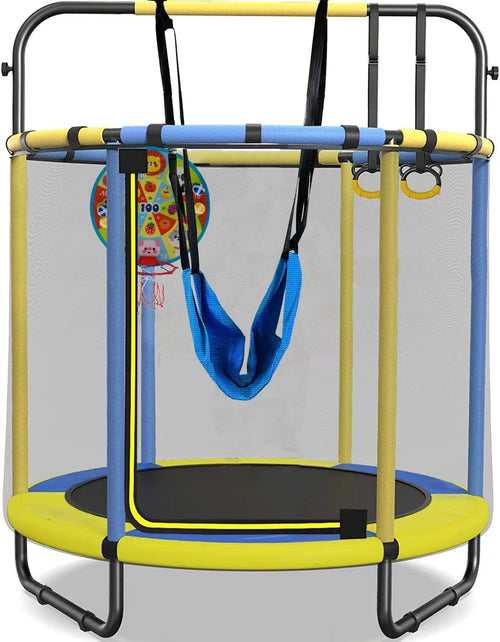 1.6M Kids Trampoline Indoor Outdoor Playset Basketball Rings Pull Bar