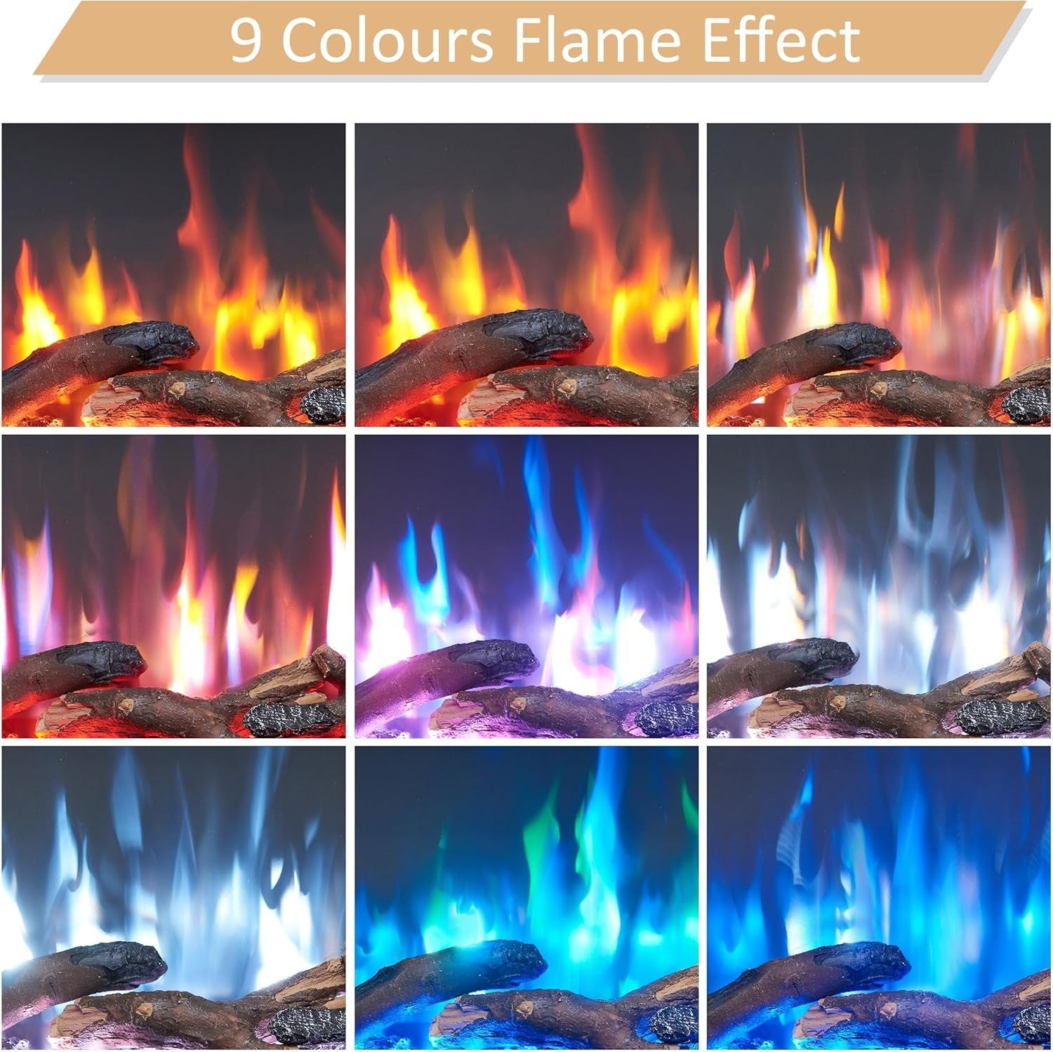 16” Electric Fireplace Insert 2000W Heater Remote Flame Effect Chrome Trim