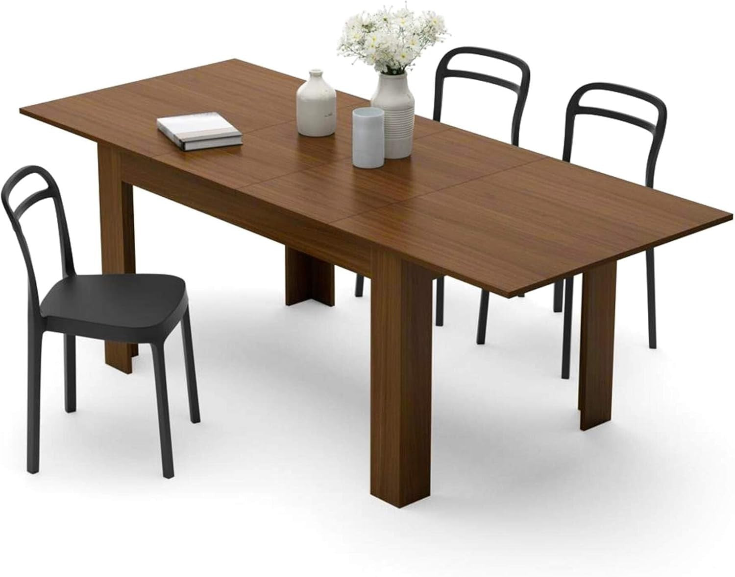 Extendable Dining Table  Canaletto Waln 220cm Wood 6–8 Seater Modern Space Saver