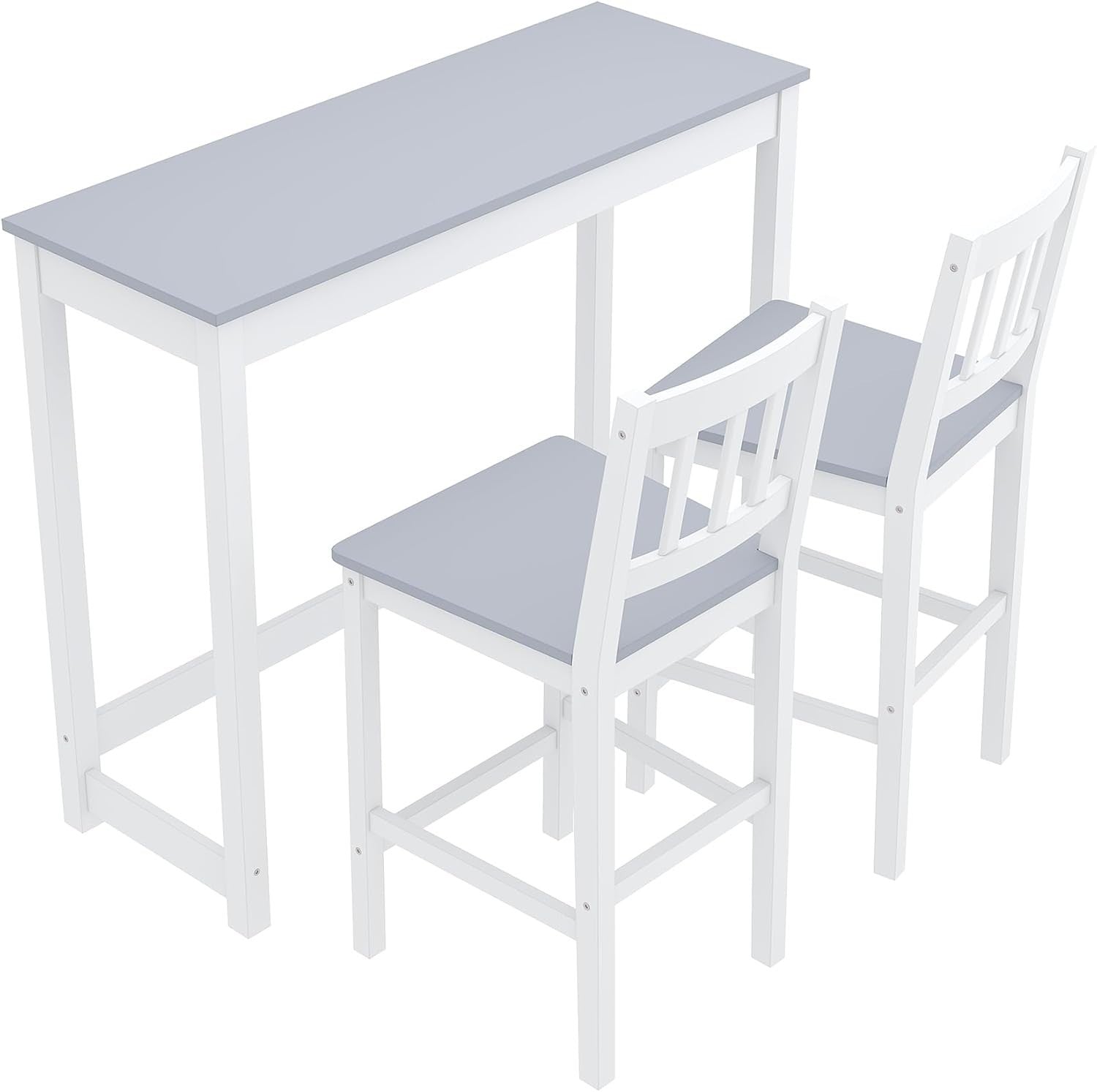 Solid Pine Wood Bar Table & 2 Stools Set | Compact Kitchen & Dining Furniture