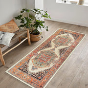Washable Runner Rug 80x150cm Non-Slip Soft Hallway Kitchen Mat Olive & Pumpkin