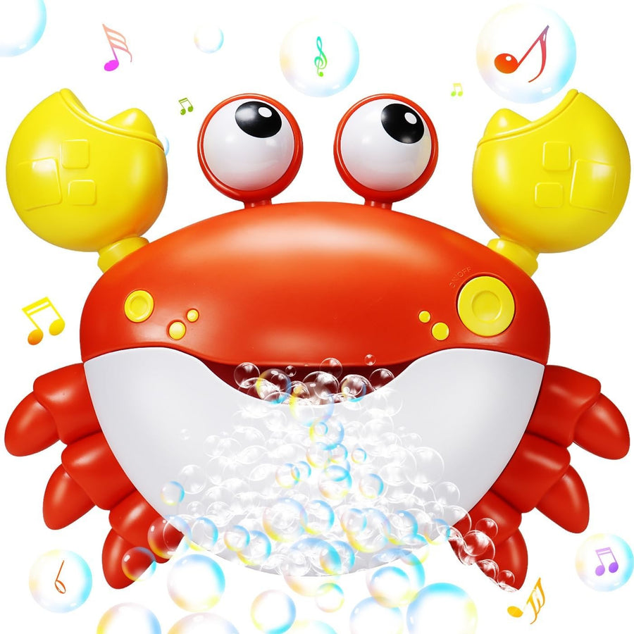 Baby Bath Toys Bubble Maker Crab Music Bubble Machine for Toddlers Red