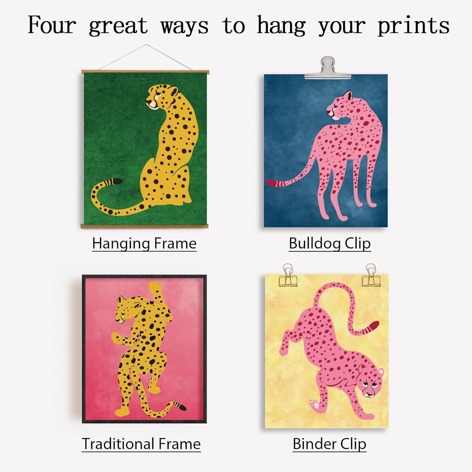 Colorful Cheetah Wall Art Prints 6pcs Leopard Modern Room Decor