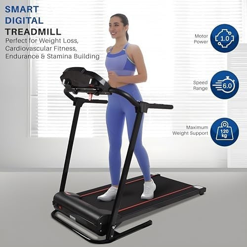 Foldable Electric Treadmill 6mph Home Walking Running Machine w/ LCD & App