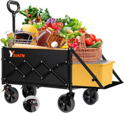 Black 100L Folding Wagon Tailgate Brake All-Terrain Camping Garden Trolley 136kg