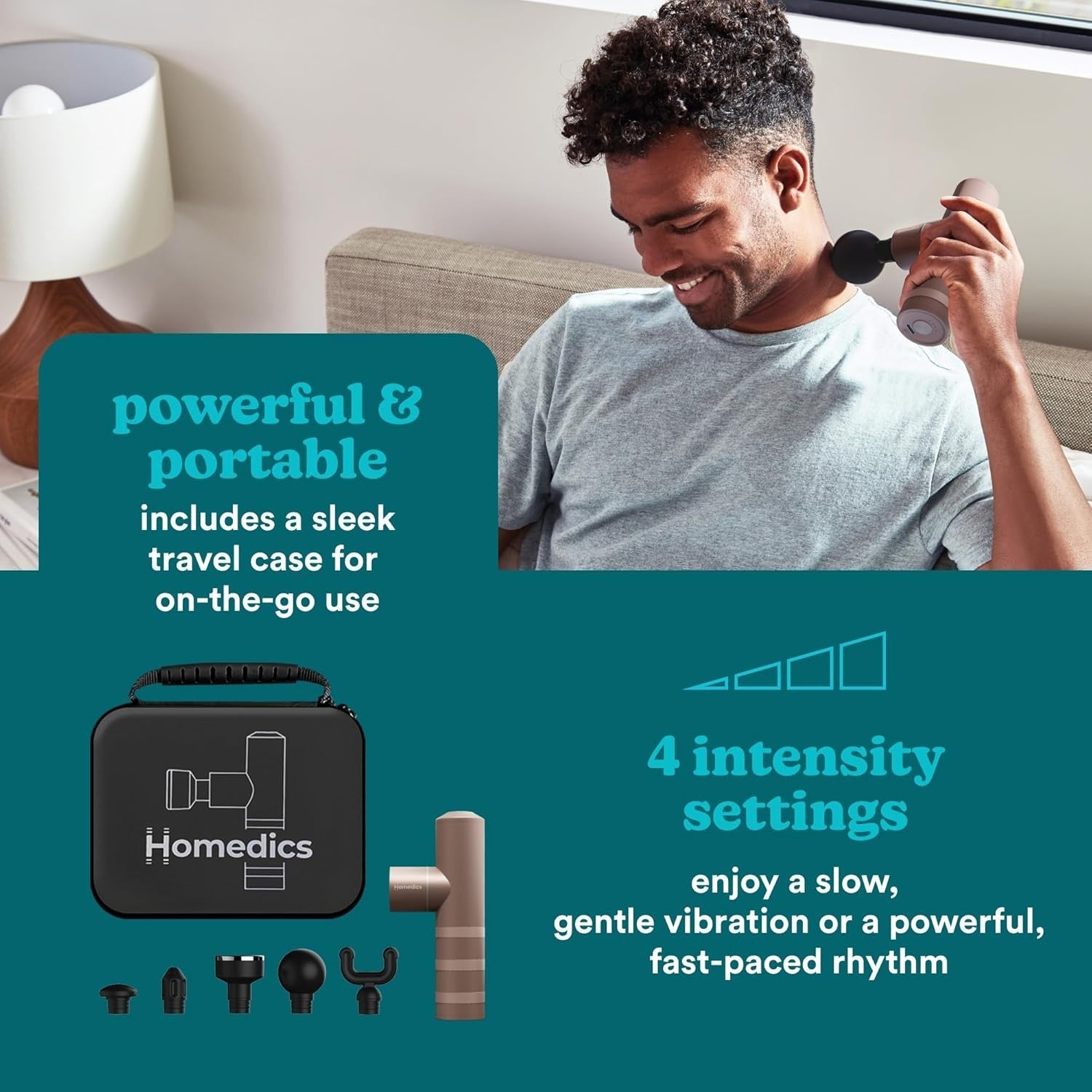 Portable Heated Mini Massage Gun, 5 Attachments & 4 Intensity Levels for Deep Mu