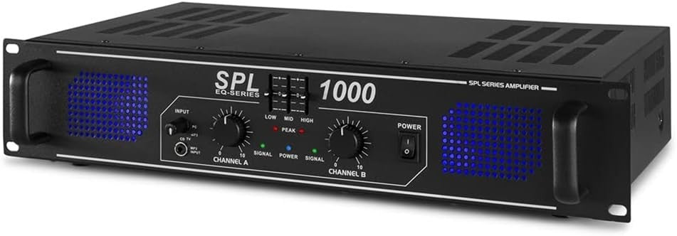 1000W PA Power Amplifier Class D 2-Channel Stereo DJ Stage Audio