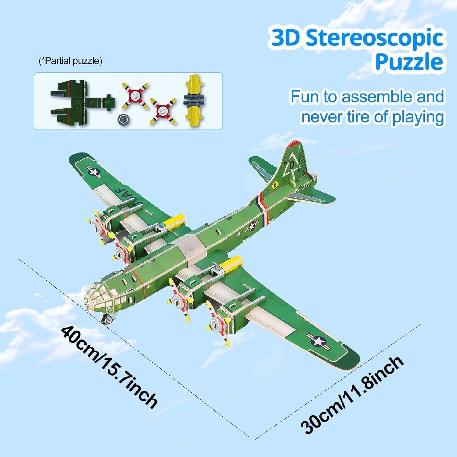 3D Bomber Plane Model Kit for Kids - Educational Puzzle Toy Gift