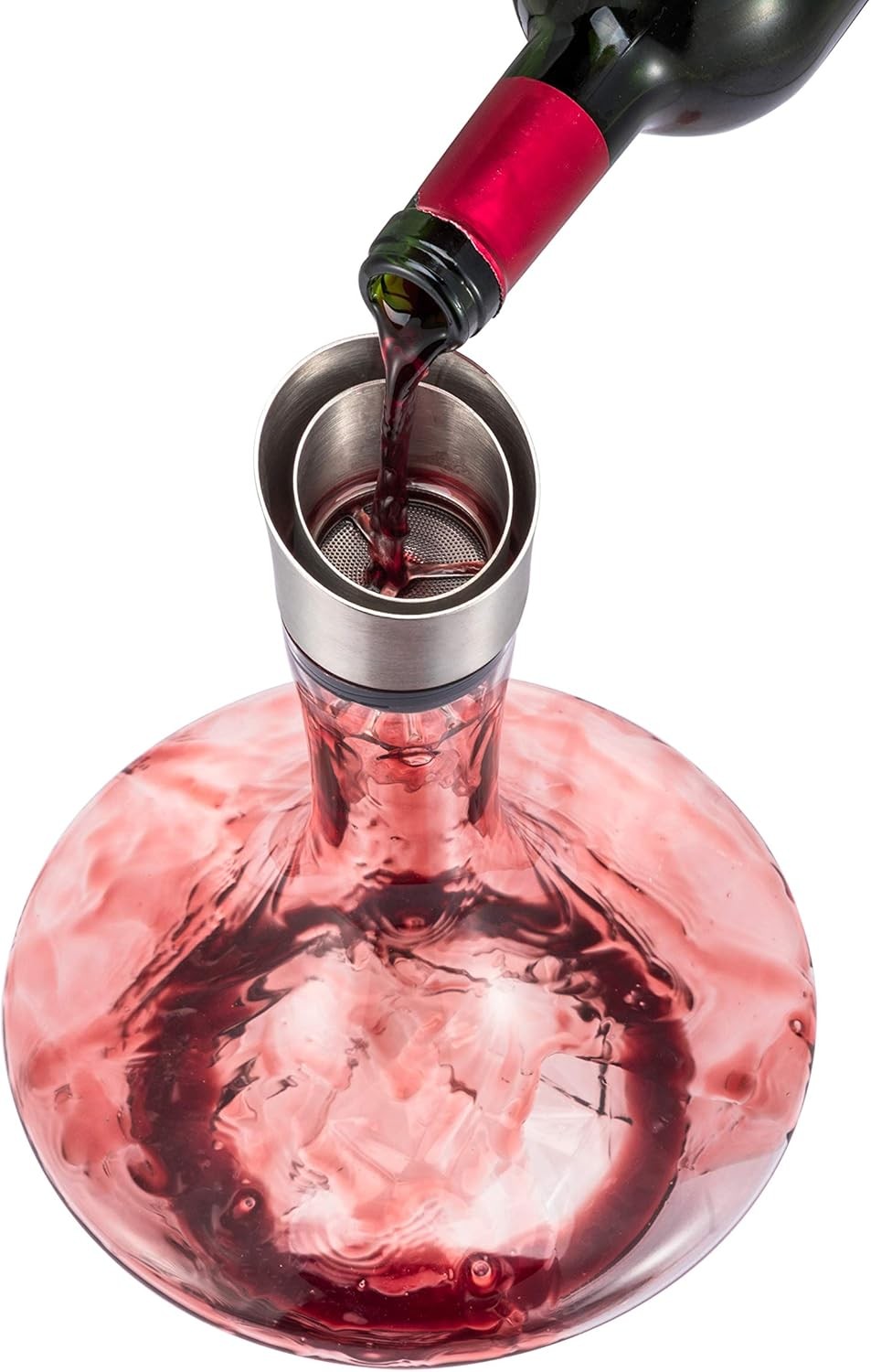 Wine Decanter with Aerator Set 1400ml Hand-Blown Crystal Faster Aeration Gift