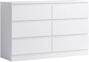 6 Drawer Chest White Storage Unit – Scratch Resistant, Bedroom & Office Use