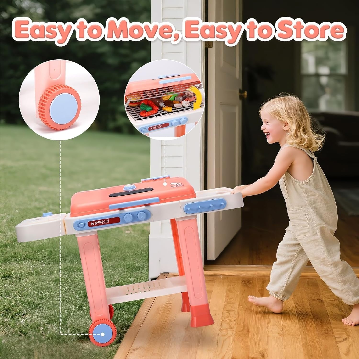 Kids BBQ Grill Toy Set w/ Mist Spray Lights Sounds Color Change