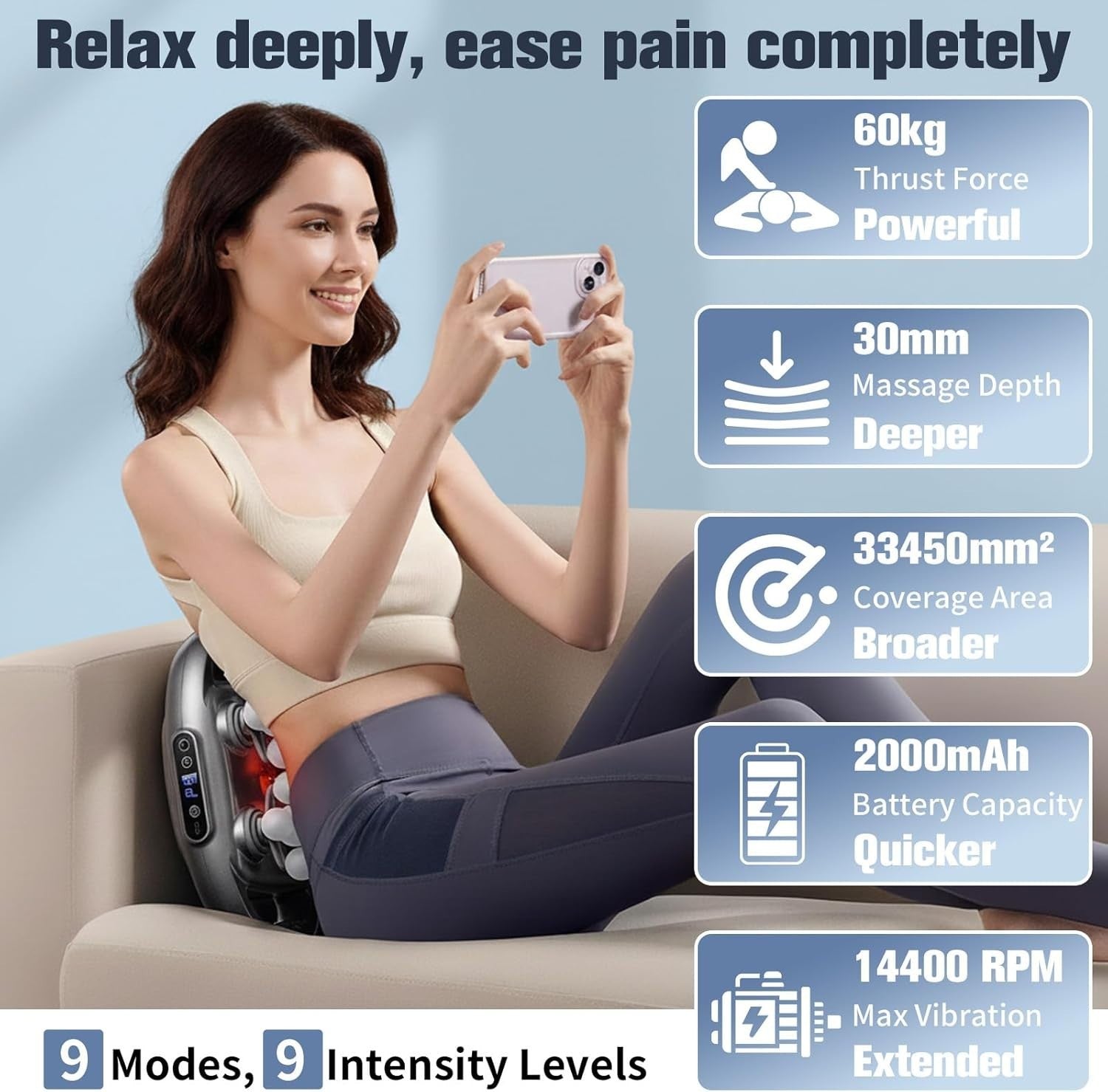 22 Head Deep Tissue Massage Gun Red Light Therapy Cordless Muscle Massager