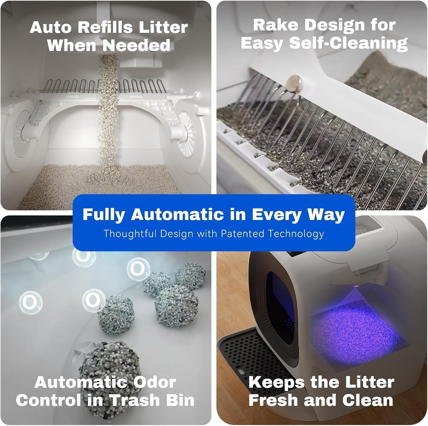 80L Self Cleaning Cat Litter Box Auto Refill 5G WiFi Multi Cat