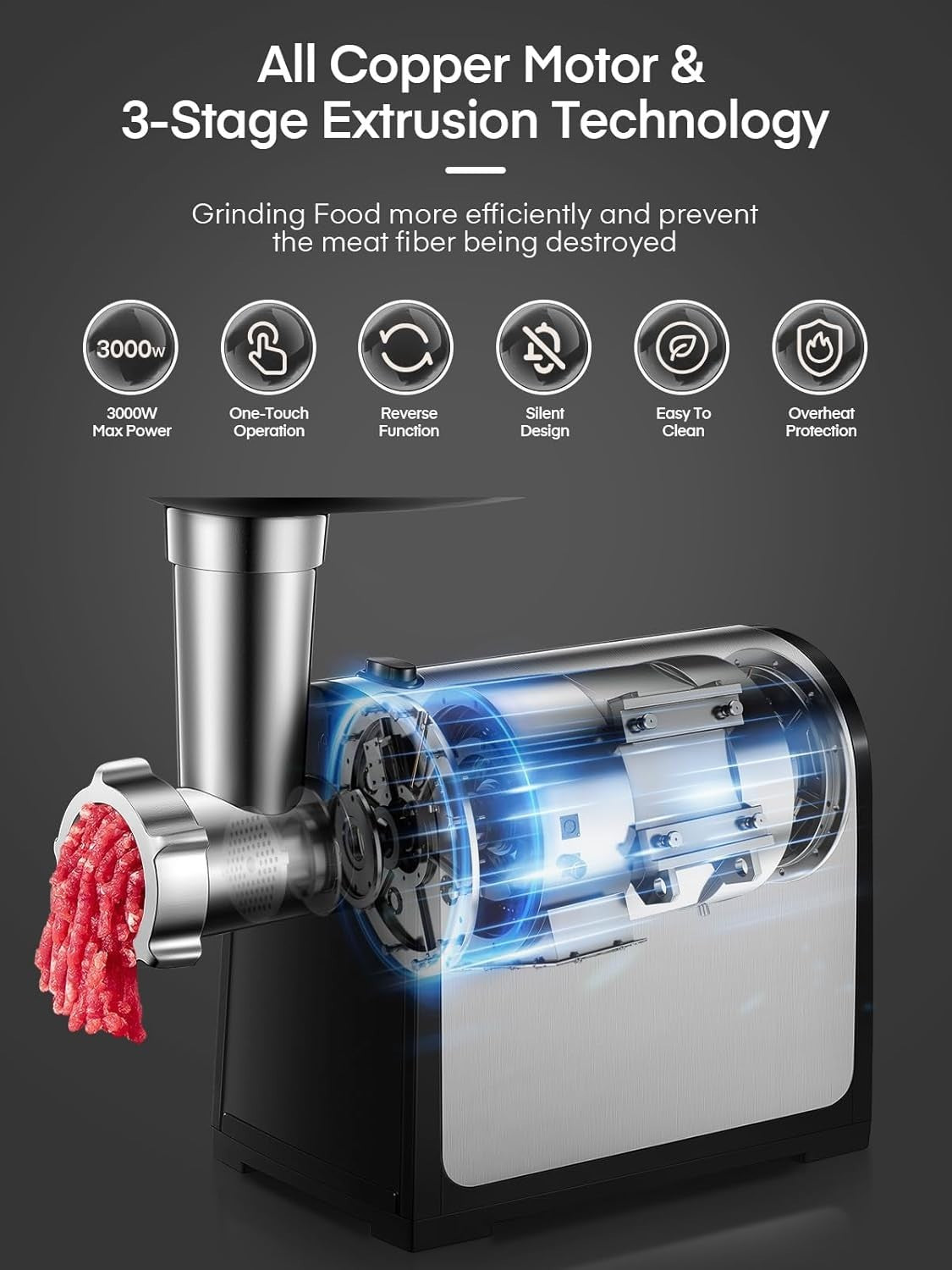 3000W Electric Meat Grinder Sausage Stuffer Mincer Kubbe Maker Kit