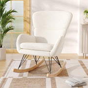 Cozy High Back Velvet Rocking Chair with Cushioned Seat & Durable Frame