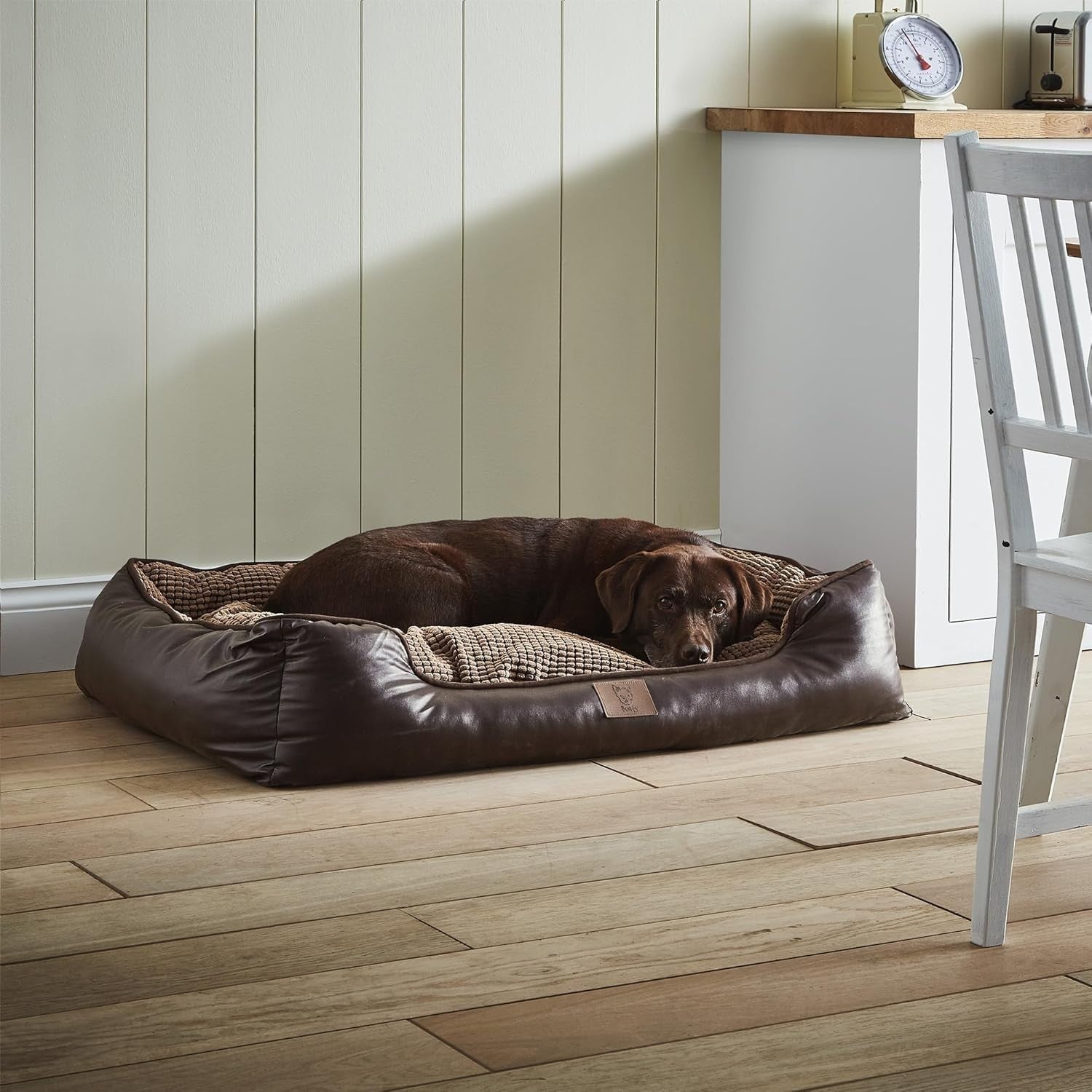 XL Faux Leather Dog Bed 110x80x20cm Washable Chew Resistant