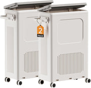 2-Pack 50L Slim Laundry Baskets with Lid & Wheels | Narrow Rolling Hampers Set