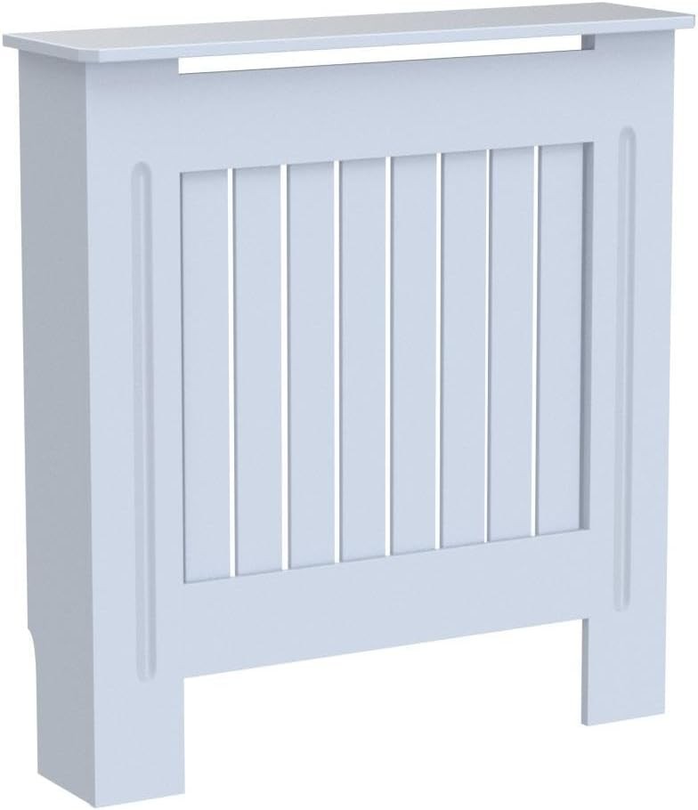 Small Modern Radiator Cover Cabinet White Slatted MDF Shelf