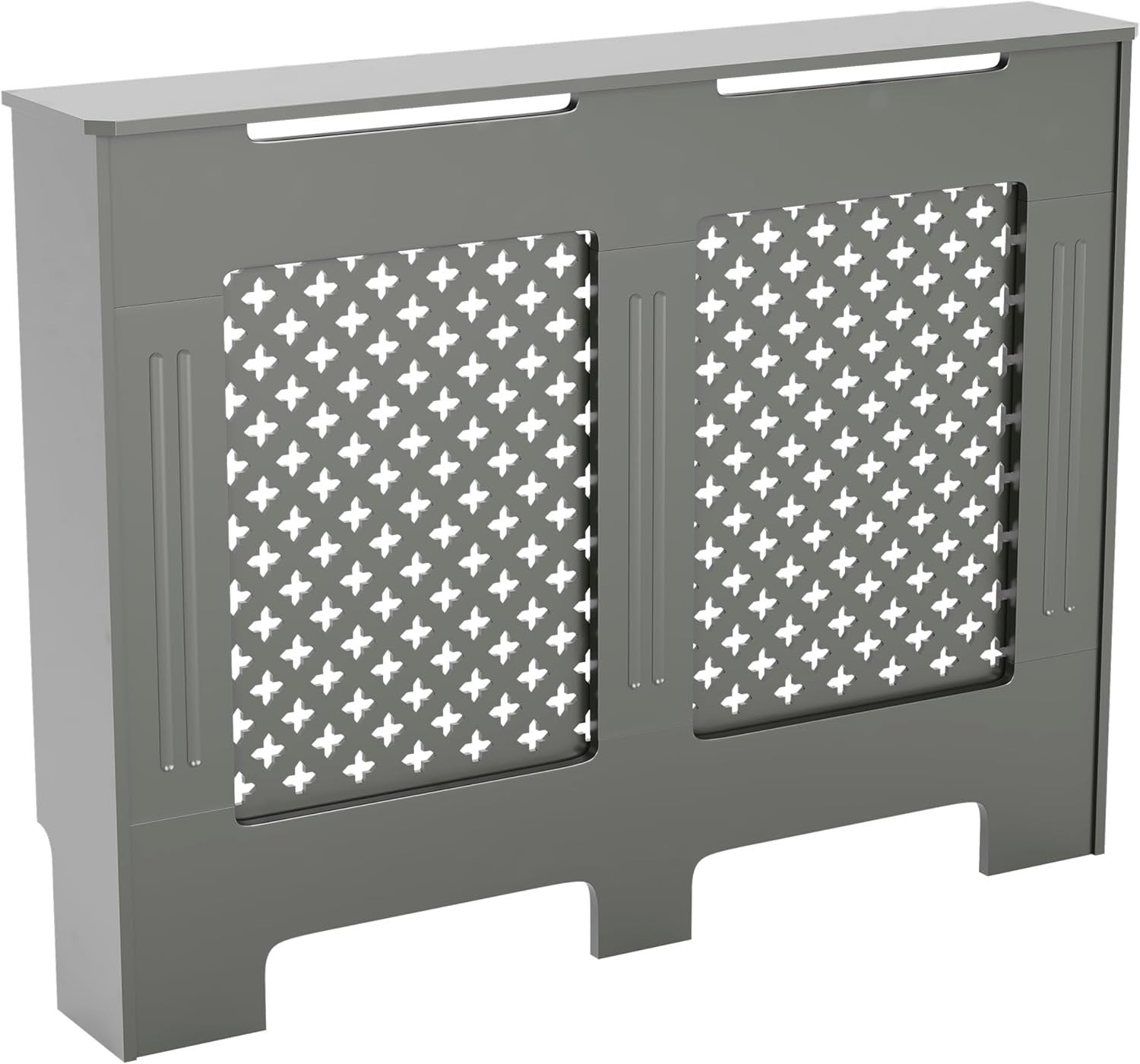 Medium Olive Grey Radiator Cover 82x111x19cm MDF Cross Pattern Modern Cabinet