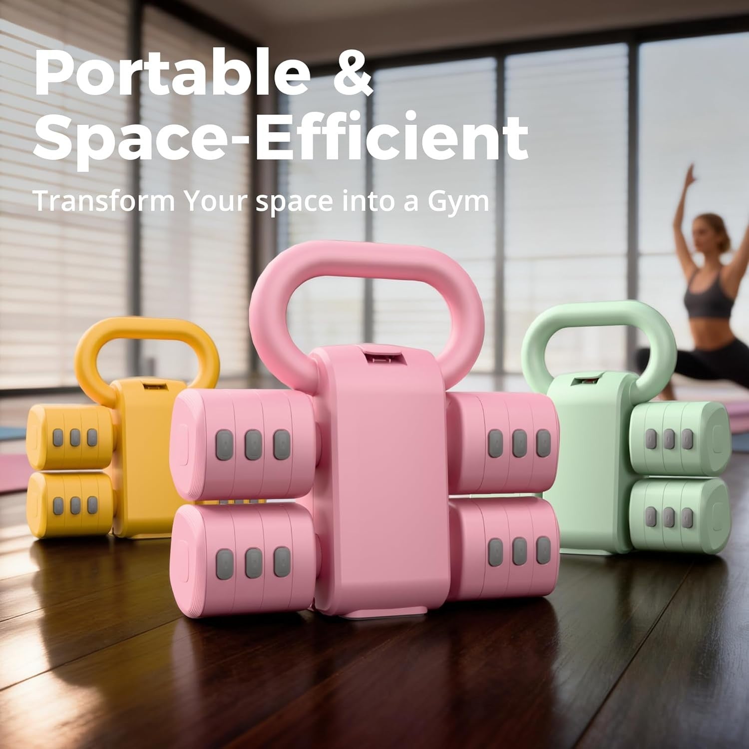 2-in-1 Adjustable Dumbbell Set for Women 4 Levels Non-Slip Home Gym