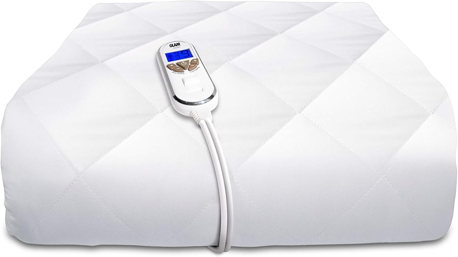 Single Electric Heated Underblanket White Fitted Quilted Washable Bed Cover