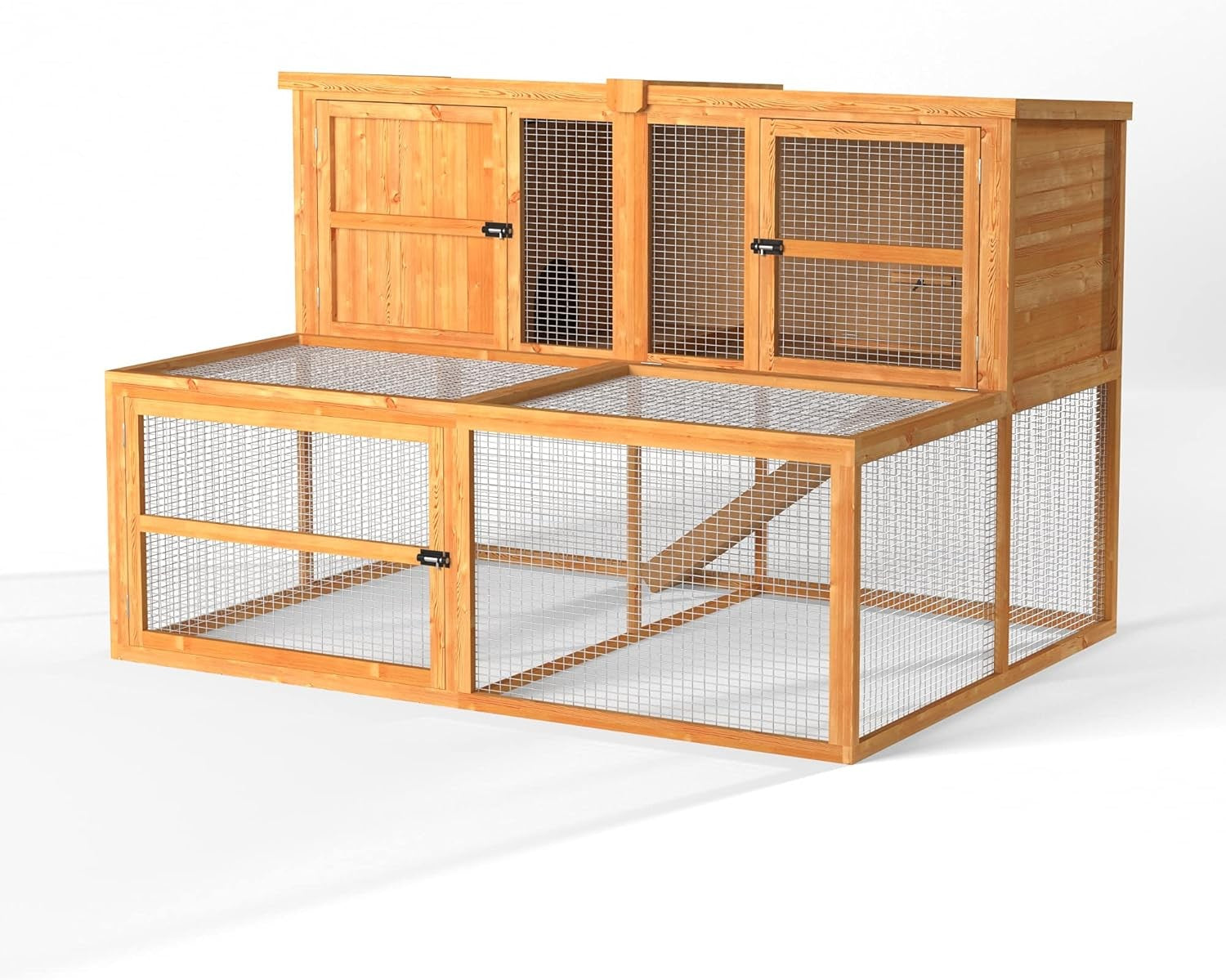Large Outdoor Rabbit Hutch with Run Wooden Pet House Weatherproof XL