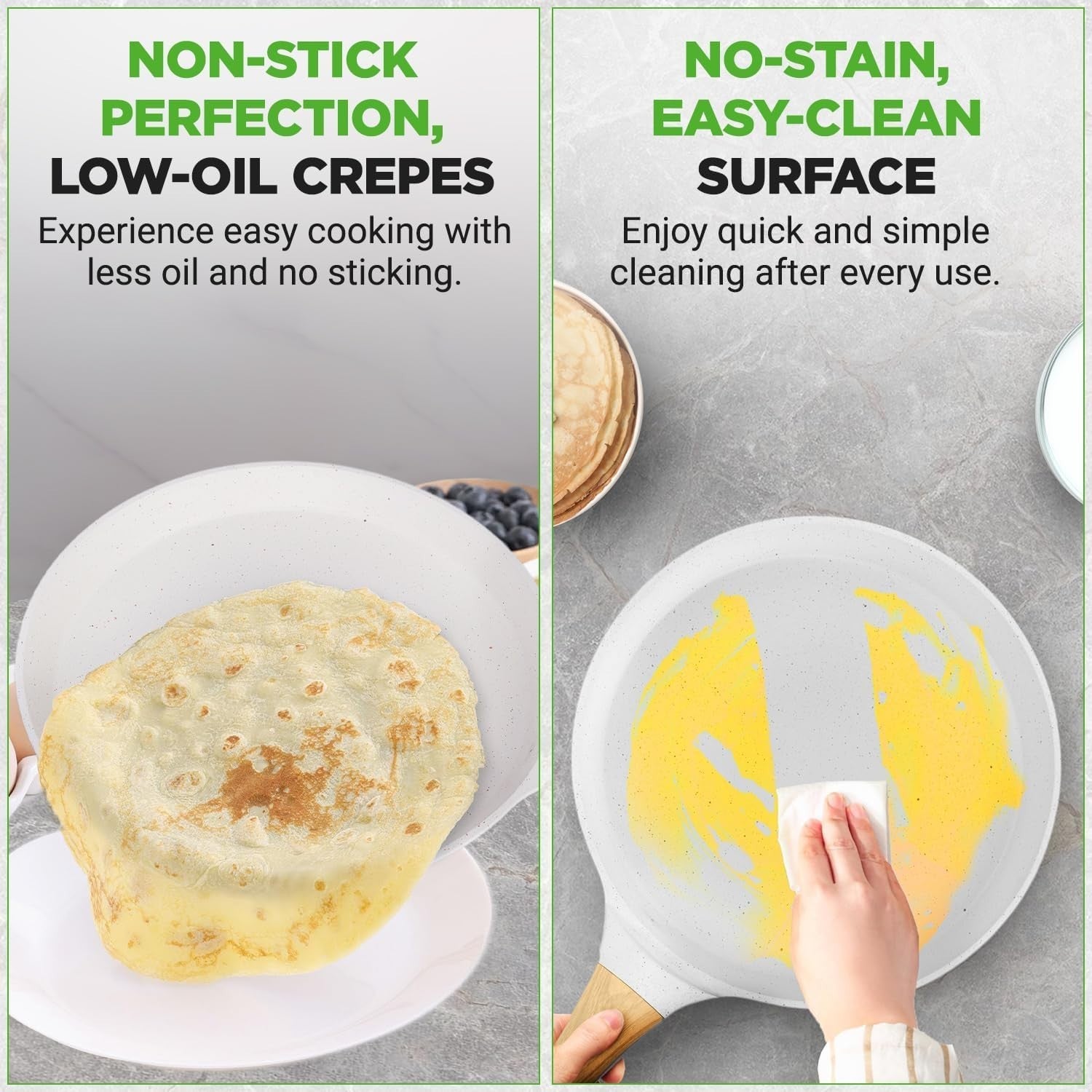 24 cm Nutrichef Marble Non-Stick Crepe Pan with Wooden Spreader