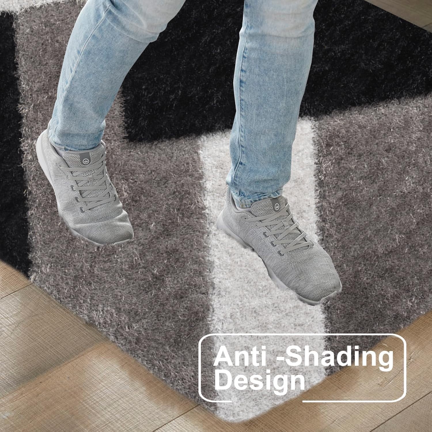 Black Grey Shaggy Rug 120x170cm Soft Non Shed Modern Living Room Carpet