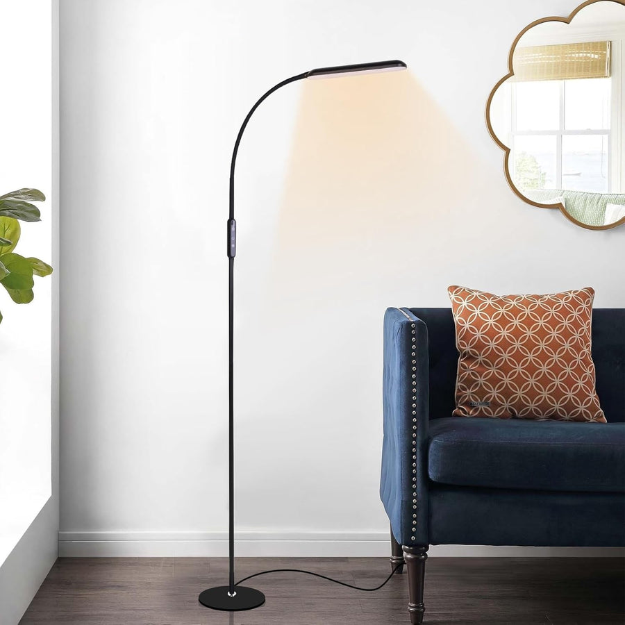 LED Floor Lamp Touch Dimmable Gooseneck Reading Light Adjustable Black