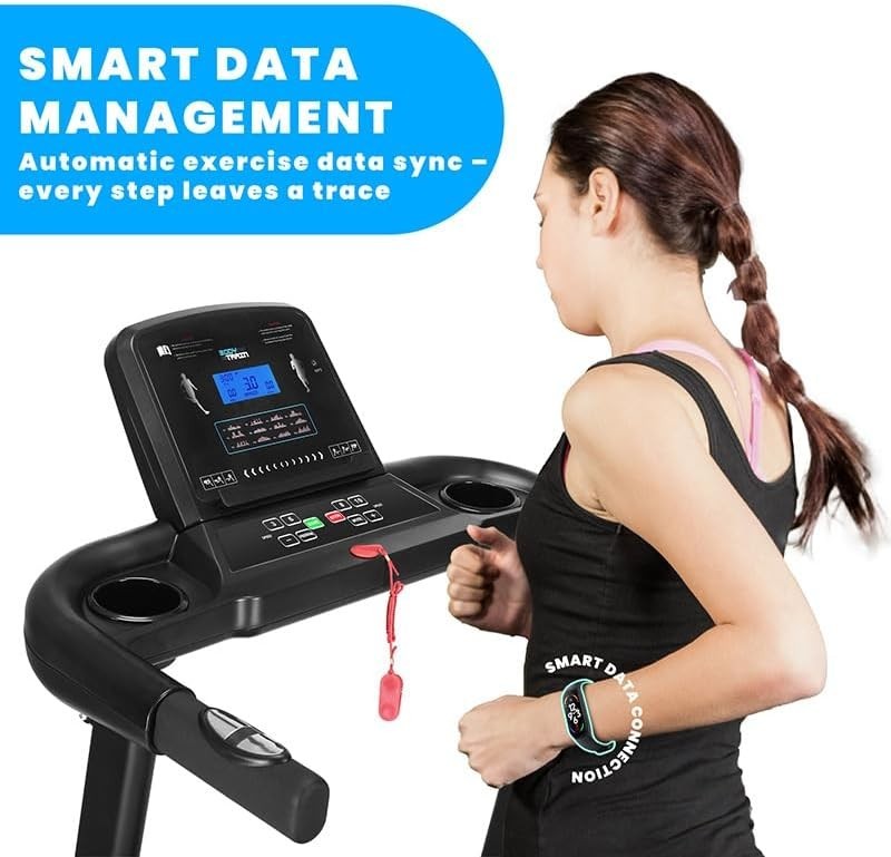 Folding Motorised Treadmill 12.8km/h LCD 12 Programs Portable Home Gym Watch