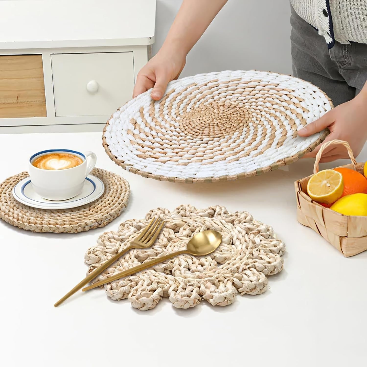 Boho Woven Wall Basket Set 11pcs Rattan Wicker Decor