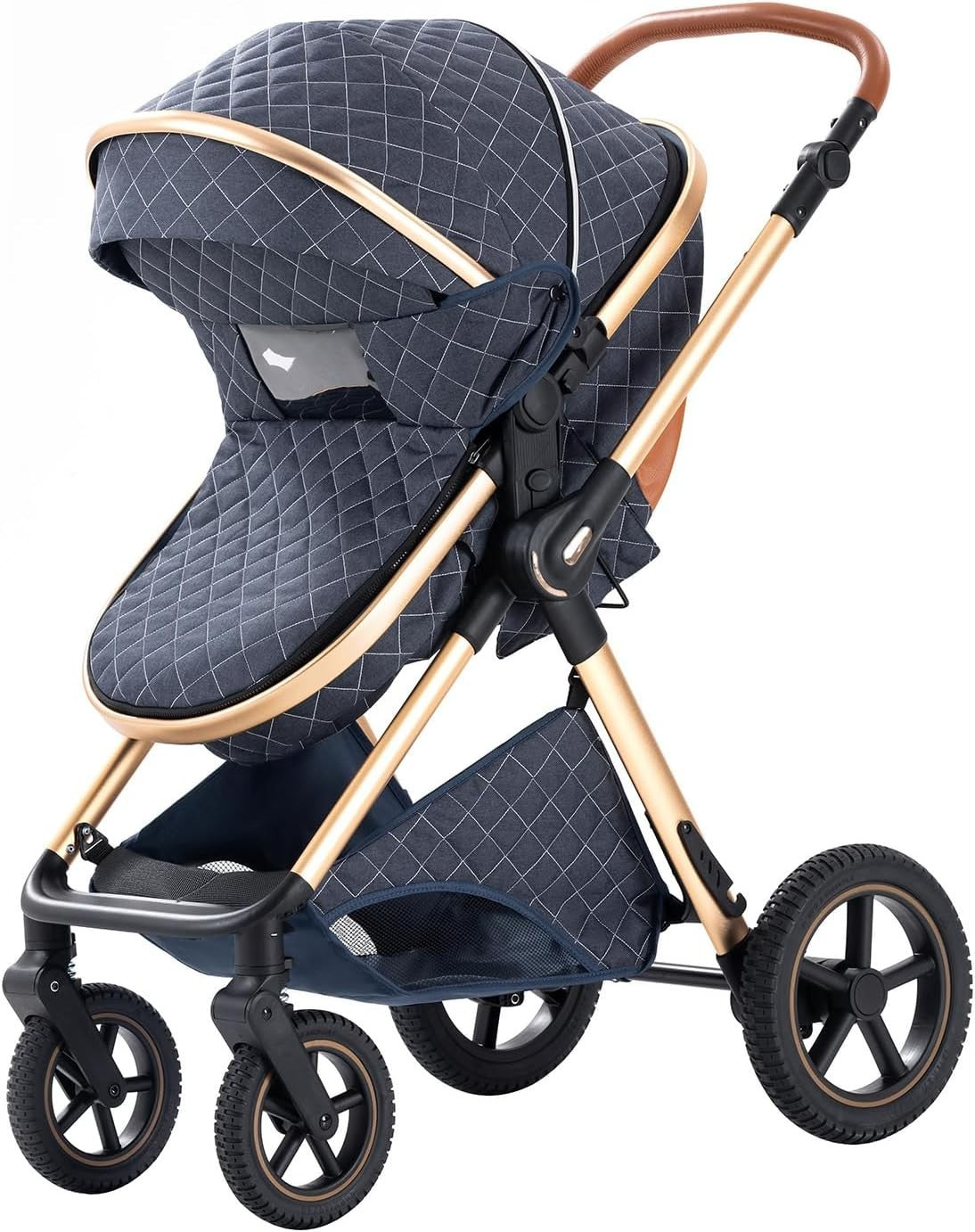 3-in-1 Baby Pram Pushchair Foldable Aluminium Stroller Travel System Blue