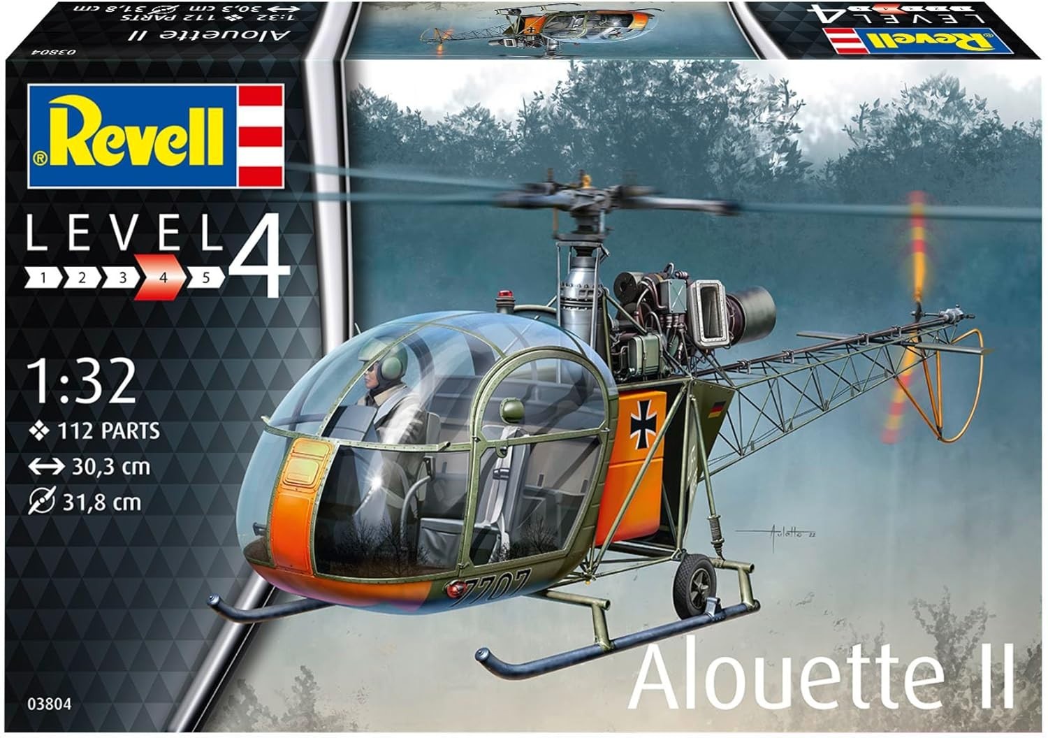 Unbuilt 1:32 Scale Alouette II Helicopter Model Kit - Detailed Gas Turbine Repli