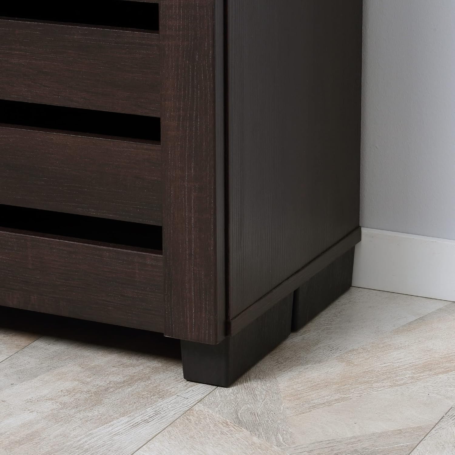 Slim 5-Tier Shoe Cabinet with Adjustable Shelves & Ventilated Doors, Dark Brown