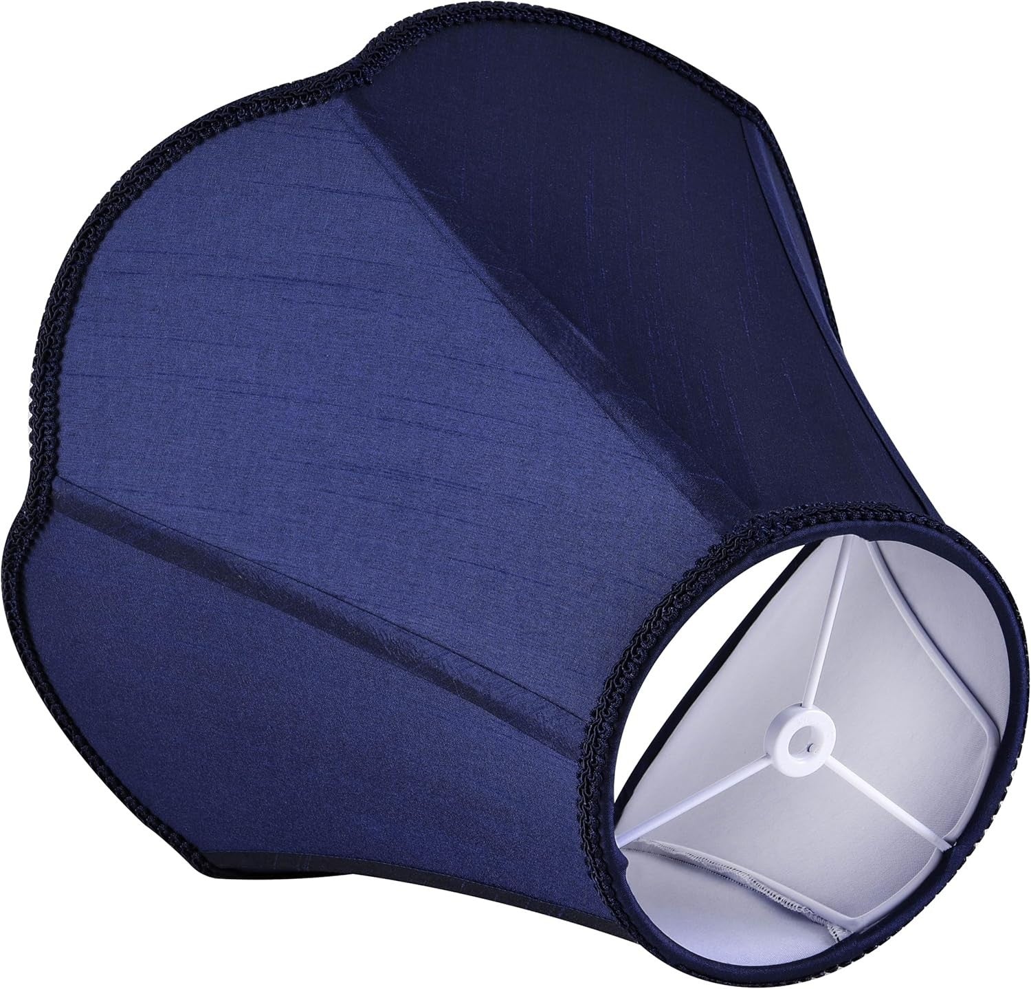 Navy Blue Bell Lamp Shades 2pc -Petal Edge Braid Scalloped Medium