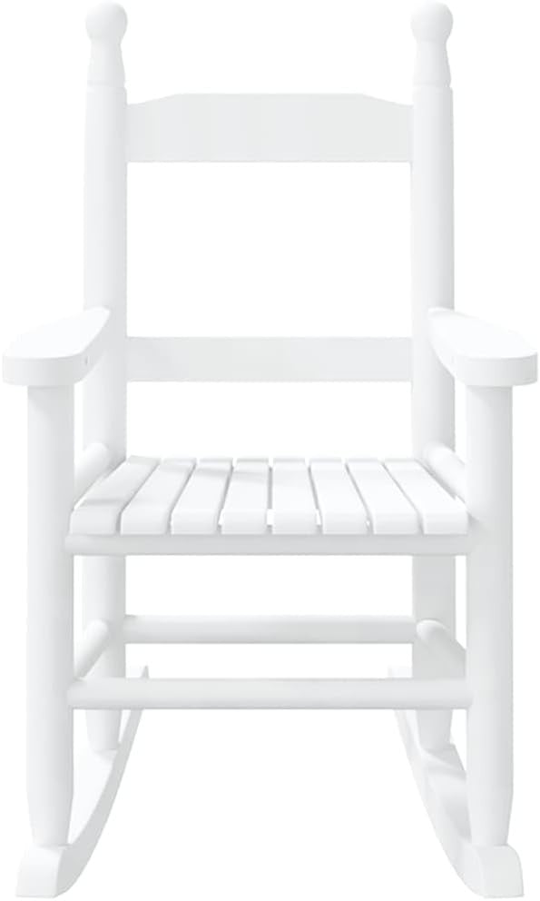 Kids White Wooden Rocking Chair with Waterproof Finish & Safety Design