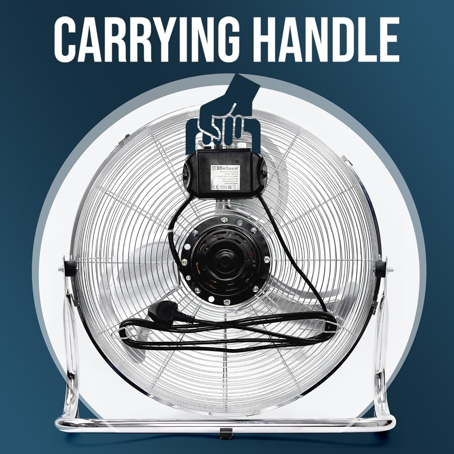 18" Chrome Metal Floor Fan High-Velocity 3-Speed Cooling Desk Floor Fan